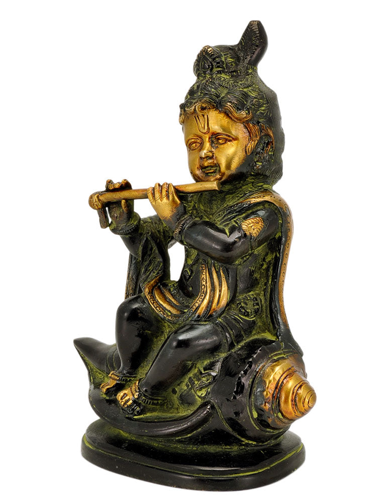 Black Finish Bala Krishna Playing Flute