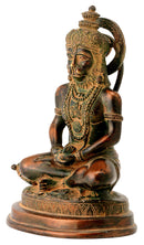 Antiquated Brass Lord Hanuman in Meditation