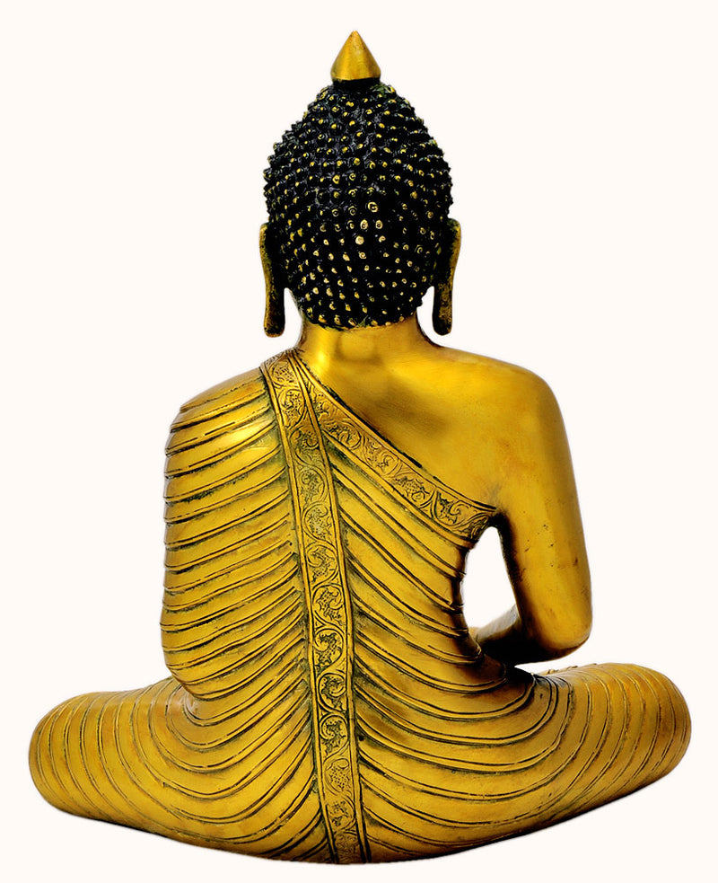 Golden Finish Buddha Meditating Peace Harmony Sculpture