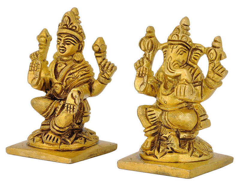 Lakshmi Ganesh Miniature Brass Statues