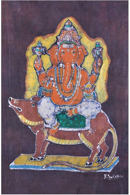 Mushakvahana Ganpati - Batik Painting 27"