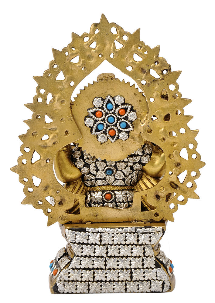 Lord Chaturbhuj Ganesha Brass Sculpture 10.25"