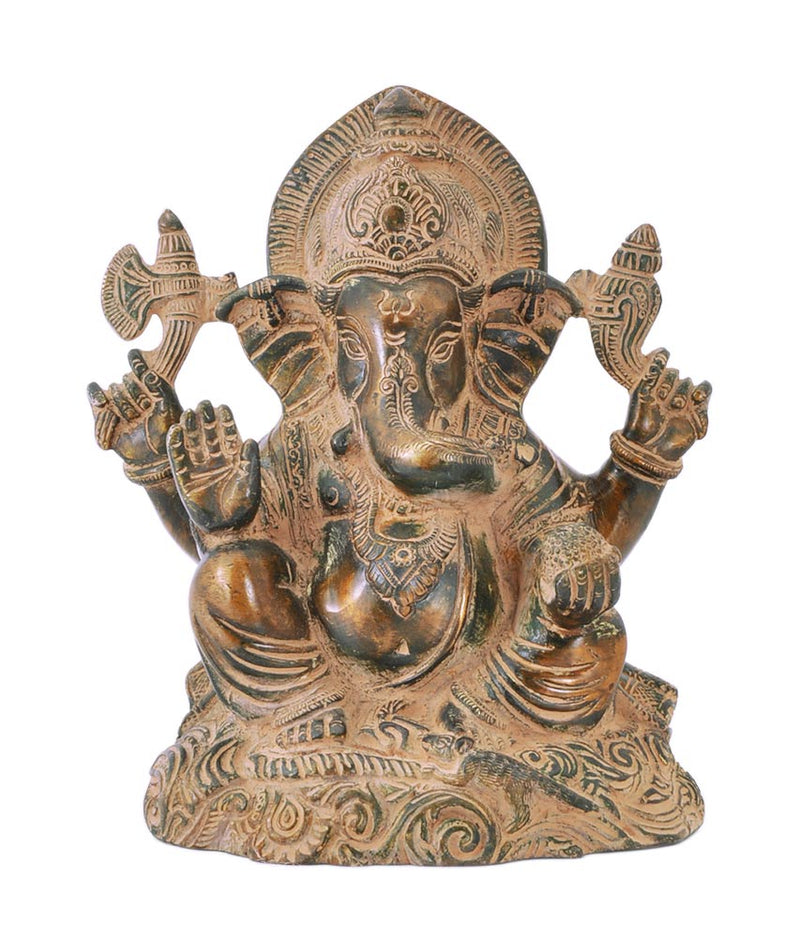 Old Finish God Vinayak Brass Statue