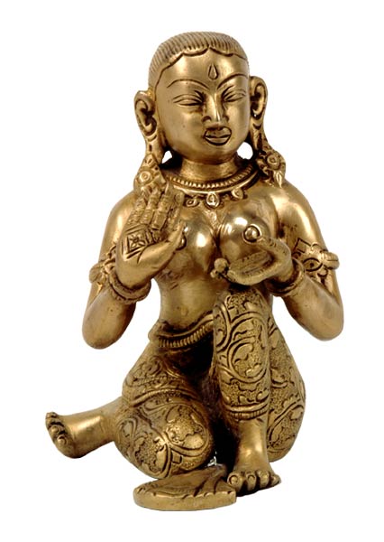 Brass Statue - Goddess Blesses Devotees