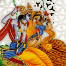 Radha & Madhava on a Swing - Marble Painting