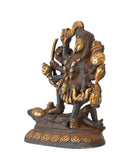 Goddess Mahakali Antiquated Brass Statue in Traditional Style 6"