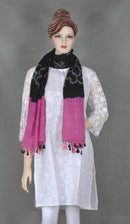Mauve & Black Bandhej Stole