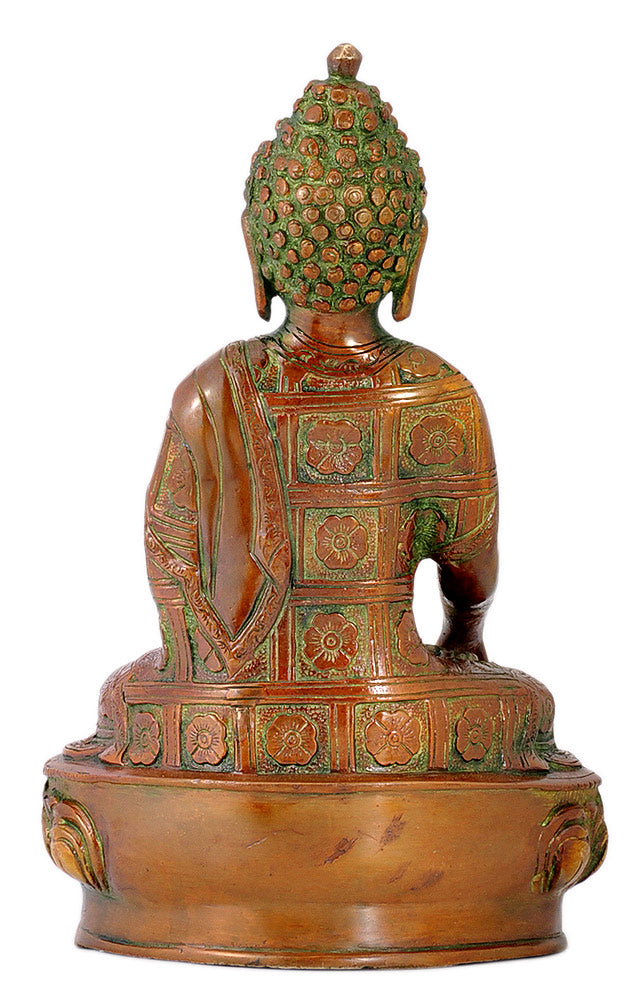 Bhumisparsha Buddha - Brass Sculpture 10.50"