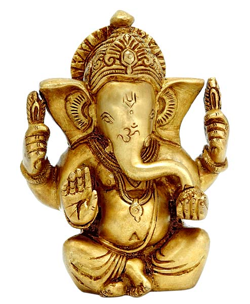 Seated Lord Vinayak - Brass Statuette