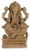 Lord Ganesha Seated on Lotus - Wooden Statue