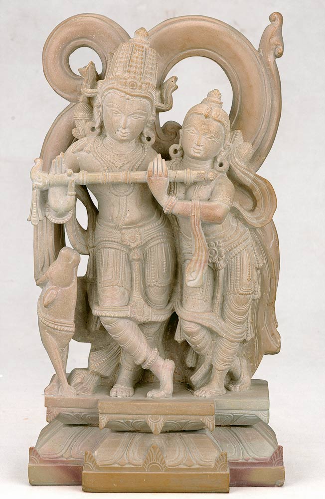 Immortal Love Radha Gopal - Stone Sculpture