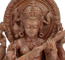 Goddess Saraswati - Pink Soft Stone Statue