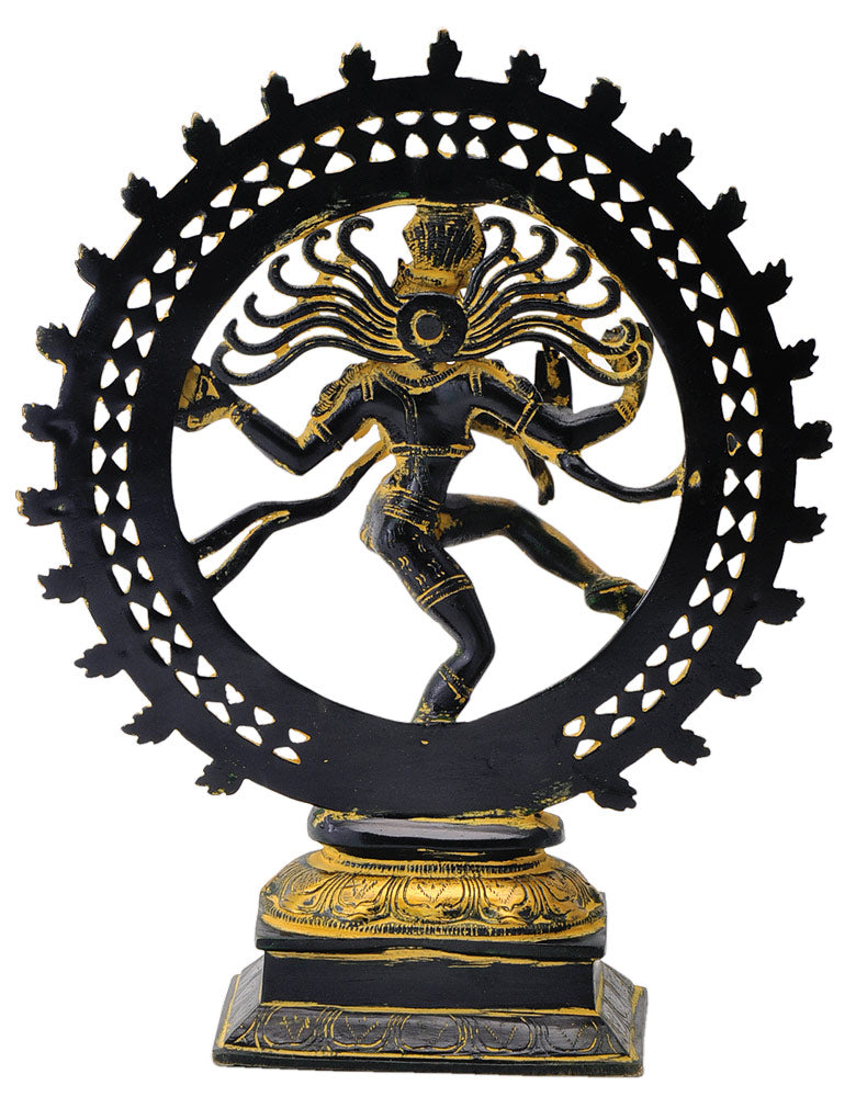 Antiquated God Nataraja Brass Figure with Blazing Aura
