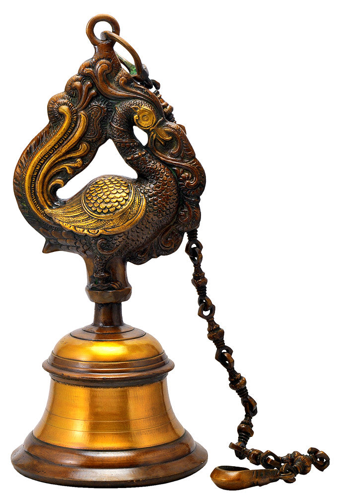 Large Peacock Bell for Temple or Home Decor