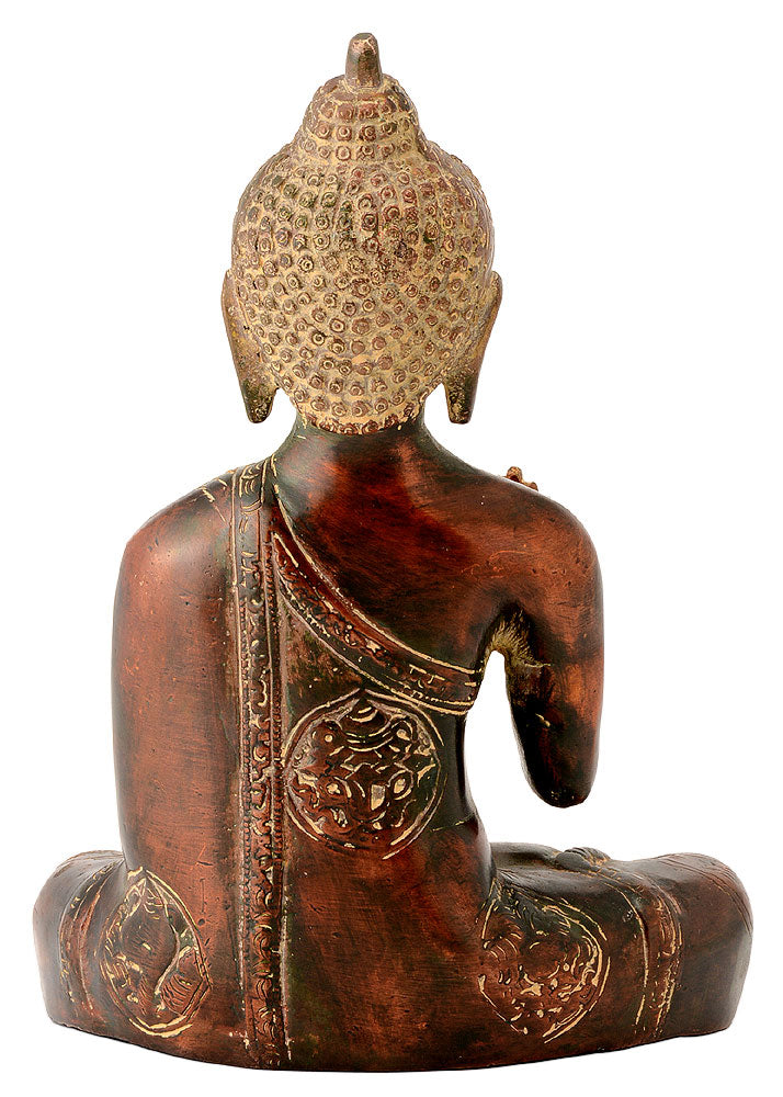 Buddha Figurine in Antique Copper Finish