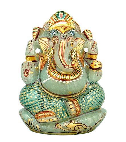 "God of Good Luck" Lord Ganesh - Gemstone Statue