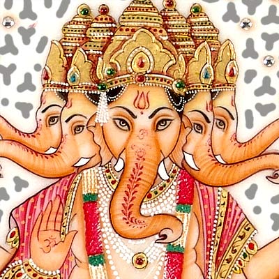 Panchmukhi Ganesha - Marble Painting