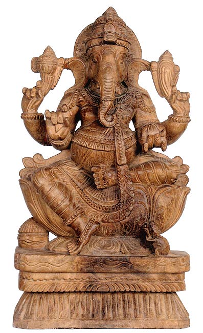Gaurisuta Lord Ganesha - Wood Statue