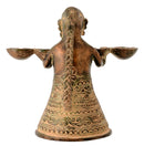 Dhokra Tribal Lady Figurine Holding Five Wick Lamp