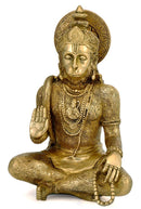 Blessing Hanuman Holding Rosary - Brass Sculpture