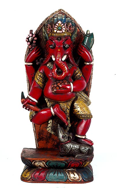 Nepalese Wood Sculpture - Dancing Ganesha