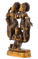 Lord Lakshmi Narain Seated on Garuda - Brass Statue 8"