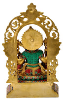 Enthroned Lord Ganesha Inlay Brass Statue