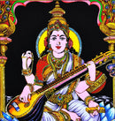 Kamalasna Devi Saraswati - Cloth Print with Sequin Work