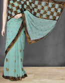 Light Sea Green Saree with Zari and Sequins Work