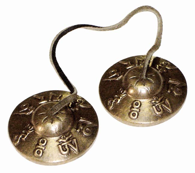 Tibetan Mani Mantra Cymbals 3"