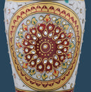 Marble Vase with Jali Cut and Kundan Work