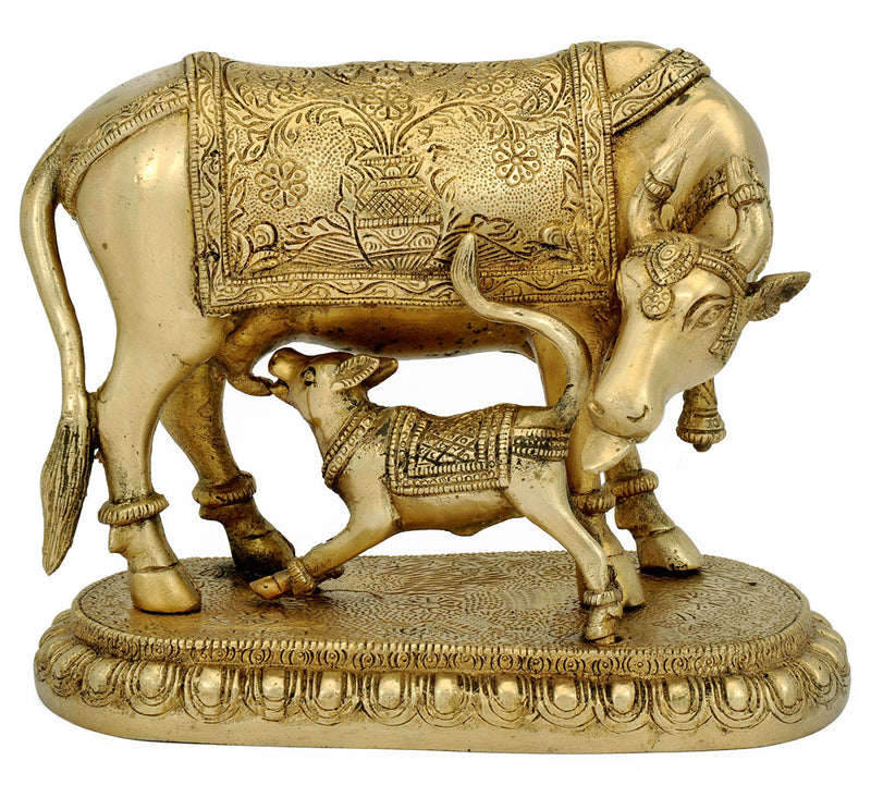 Brass Cow with her Baby