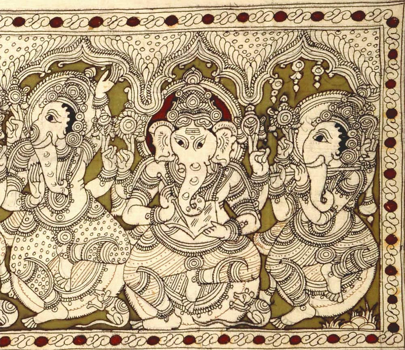 God Ganesha  In Ashta Roopa - Kalamkari Painting