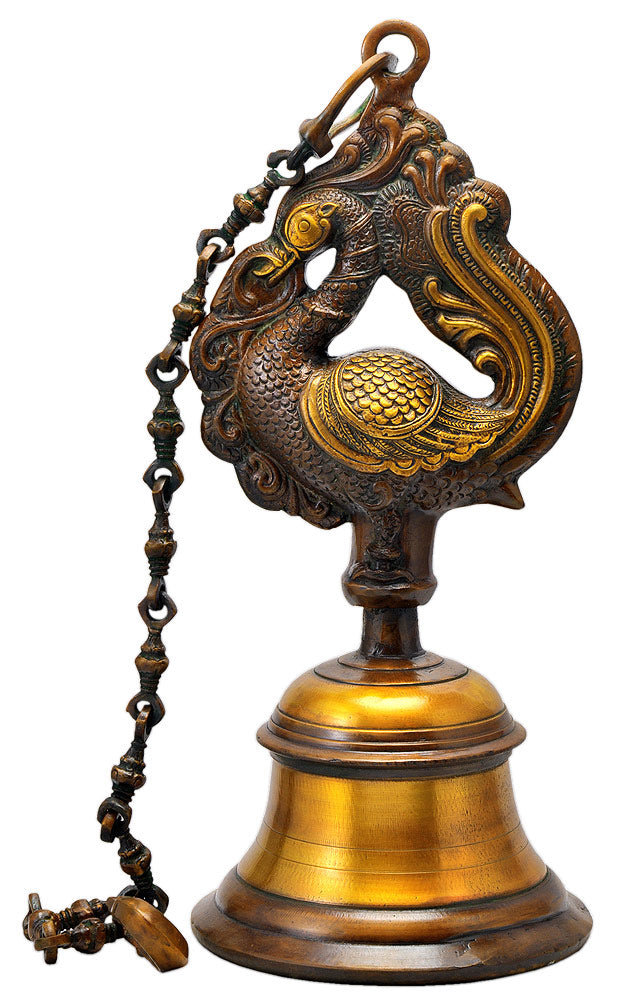 Large Peacock Bell for Temple or Home Decor