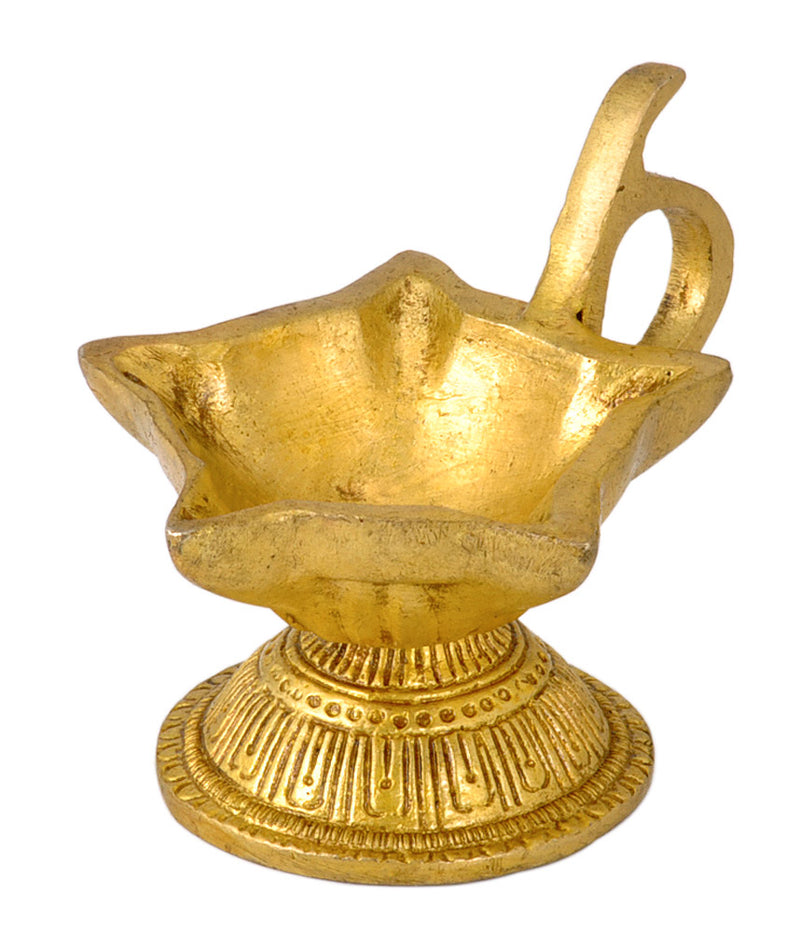 Five Wick Brass Lamp with Handle