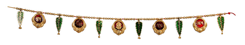 Metal Shubh Laabh Ganesha Toran Door Hanging Puja Decor
