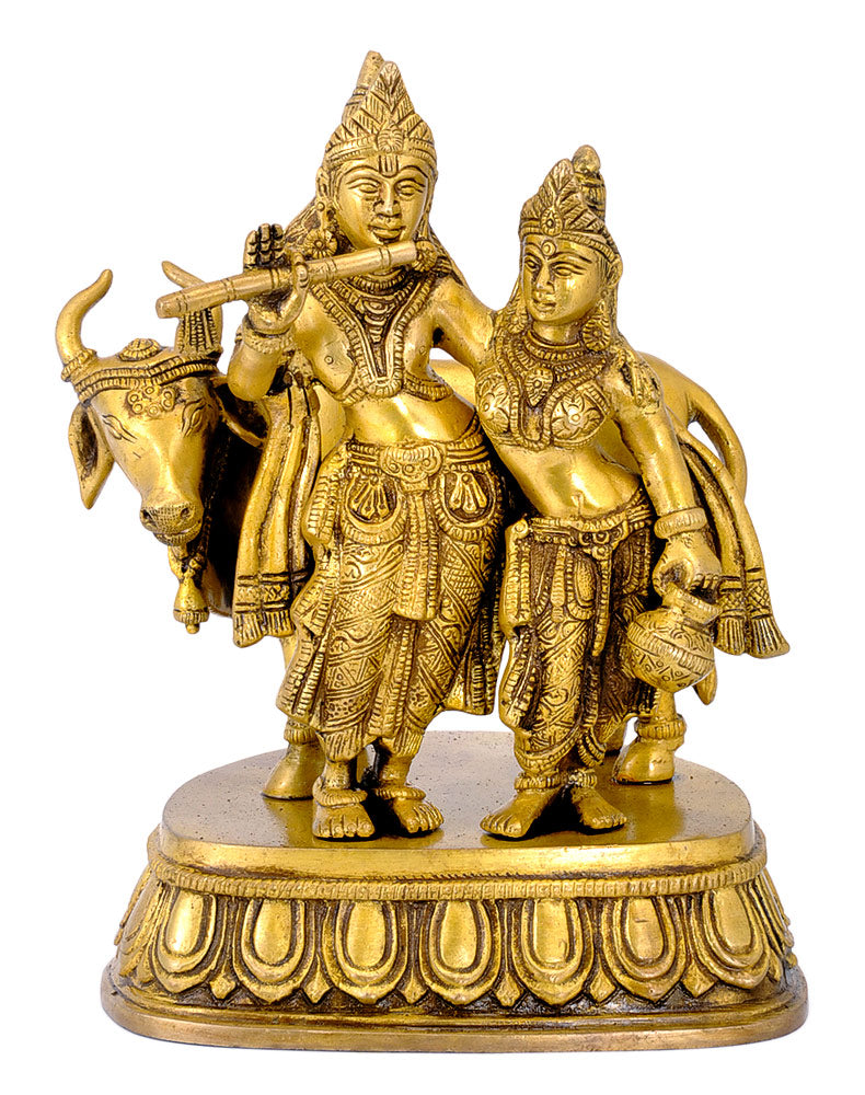Radha Krishna with Cow
