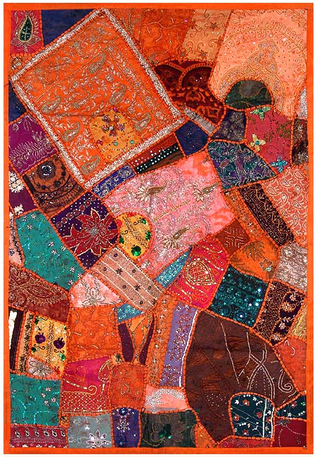 'Red Shine' Embroidered Wall Hanging