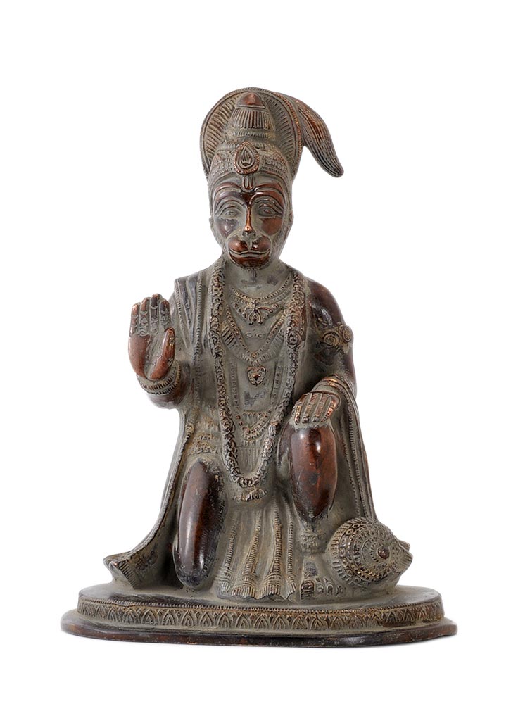 Abhaya Mudra Hanuman Statue in Old Copper Finish