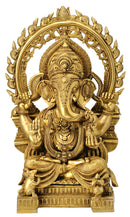 Large Brass Ganesha Sculpture with Mouse Arch