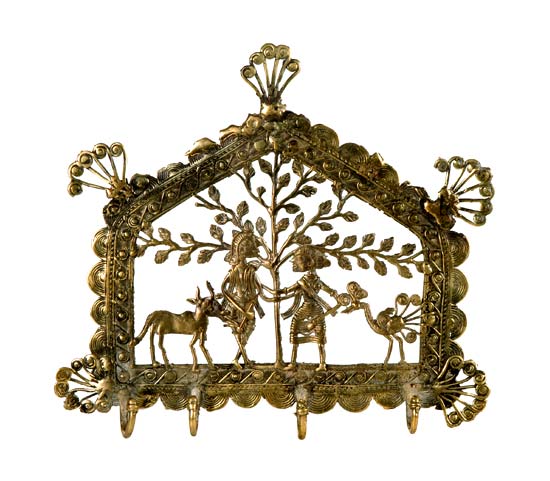 Lord Krishna Meets Radha - Brass Key Hanger