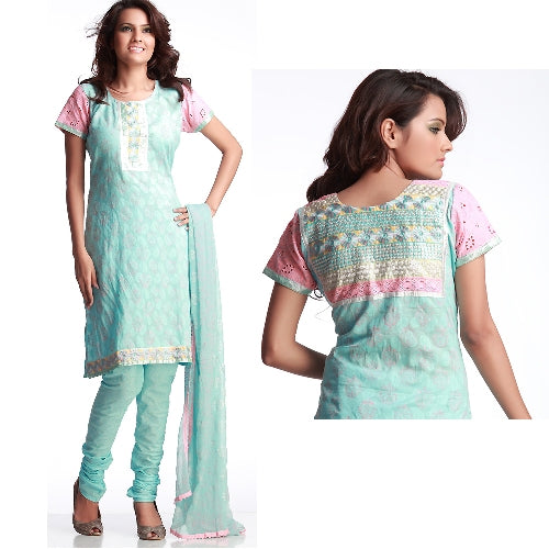 Stunning Cotton Suit With Resham Embroidery