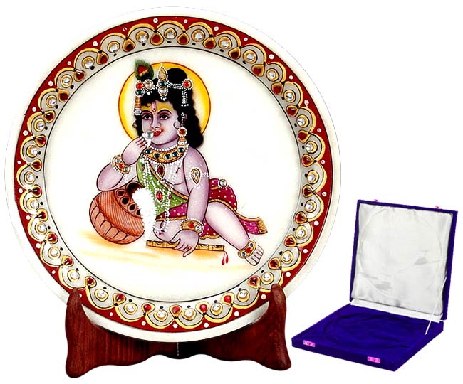 Baby Krisna Eating Butter - Marble Painting