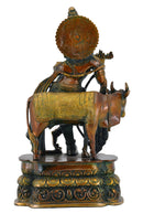 Fluting Krishna Brass Sculpture