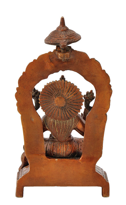 Brass Goddess Lakshmi Seated on Throne
