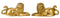 Seated Lion Pair Brass Statues