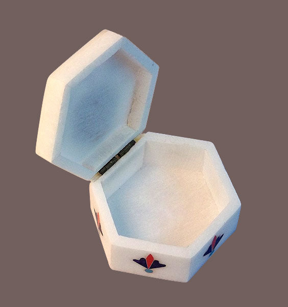 Hexagonal Marble Inlay Box