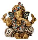 God Ganesha Wearing Turban Brass Statue