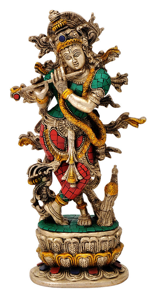 Lord Murli Manohar Krishna Brass Sculpture