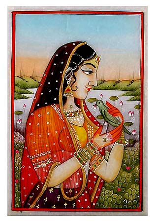 Lady And The Bird - 2 paintings